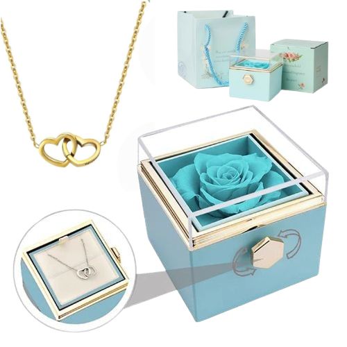 Coffret Rose Éternelle & Collier Gravé